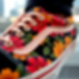 Close-up view of Vans Old Skool Floral design showcasing vibrant patterns