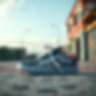 Vans Old Skool Floral in an Urban Setting Vans Old Skool Floral displayed on a colorful urban backdrop