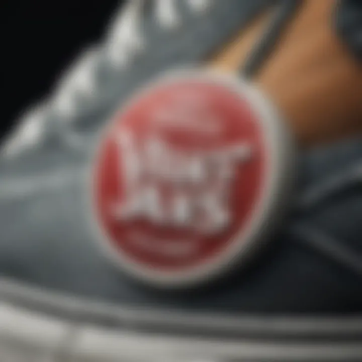 Close-up of Vans logo on sneakers