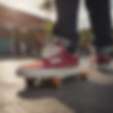 Vans skate shoes on a skateboard