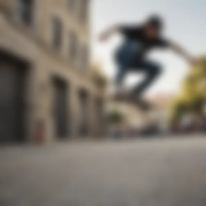 Skateboarder performing a trick wearing Vans