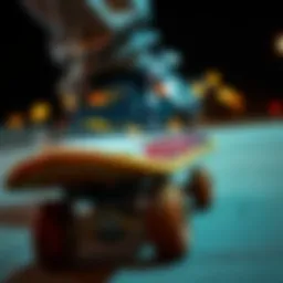 Vans slip-ons with flame designs on a skateboard