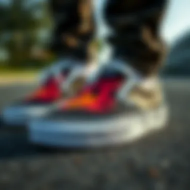 Fashion Statement Stylish display of Vans slip-ons with flame designs