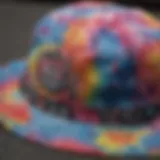 A close-up of the Vans tie-dye bucket hat showcasing its intricate patterns