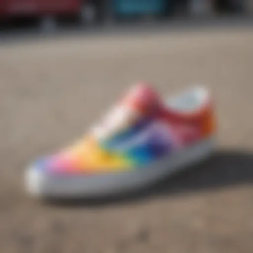 Vibrant tie dye patterns on Vans shoes showcasing artistic designs