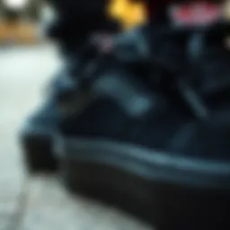 Close-up view of the Vans Triple Black Platform showcasing its unique texture and stitching