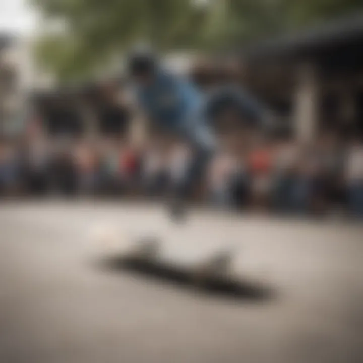 Skateboarder performing tricks while wearing Vans Ultra Rangers.