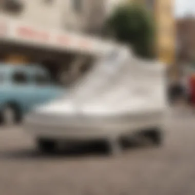 A vintage photo highlighting the evolution of white vans in skate culture.