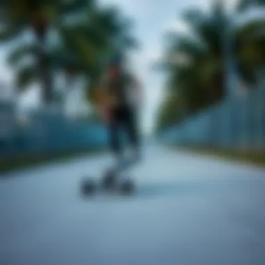 Performance in Motion with the Vokul V1 Vokul V1 electric skateboard in action on a smooth pathway
