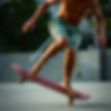 Dynamic Movement: Performance During Action A skater wearing Volcom Boardshorts in a dynamic pose