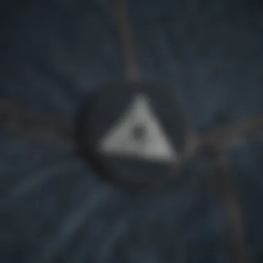 Close-up of a Volcom logo patch on denim fabric