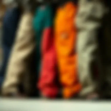 Assortment of Dickies Pants Styles An assortment of Dickies pants in different styles and colors