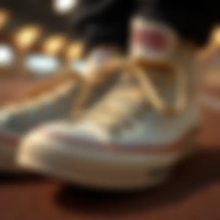 A close-up shot of Converse sneakers highlighting their unique design