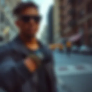 Stylish Urban Wear with Rastaclat Bracelet A stylish individual wearing a Rastaclat bracelet in an urban setting