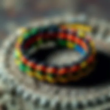 Vibrant Rastaclat Bracelet A vibrant Rastaclat bracelet displayed on a textured surface