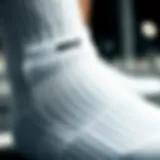 Fabric Texture of White Nike Socks Detailed view of white Nike socks showcasing fabric texture